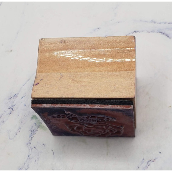 Romantic Single Rose Stem Wood Mounted Rubber Stamp - Picture 2 of 7